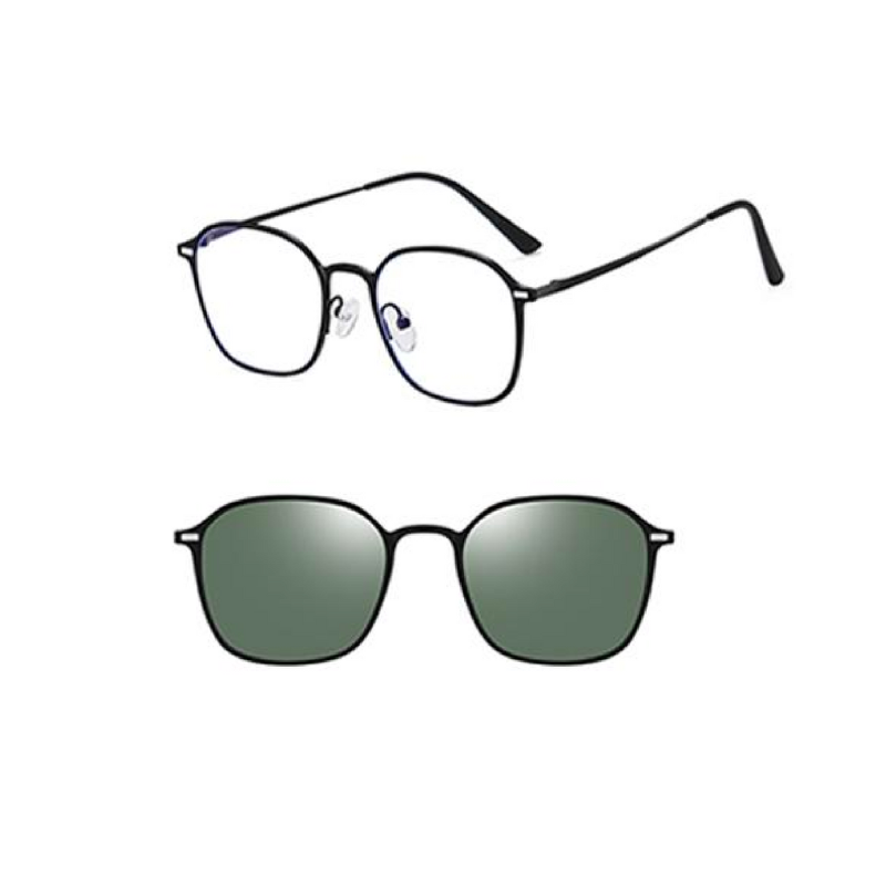 Black frame + dark green polarized magnetic clip-on lenses | OGD7033