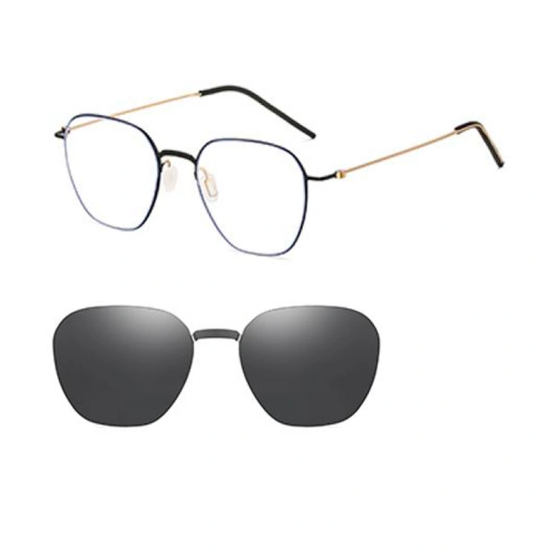 OpteLux clip on sunglasses set with black frame and polarized lenses