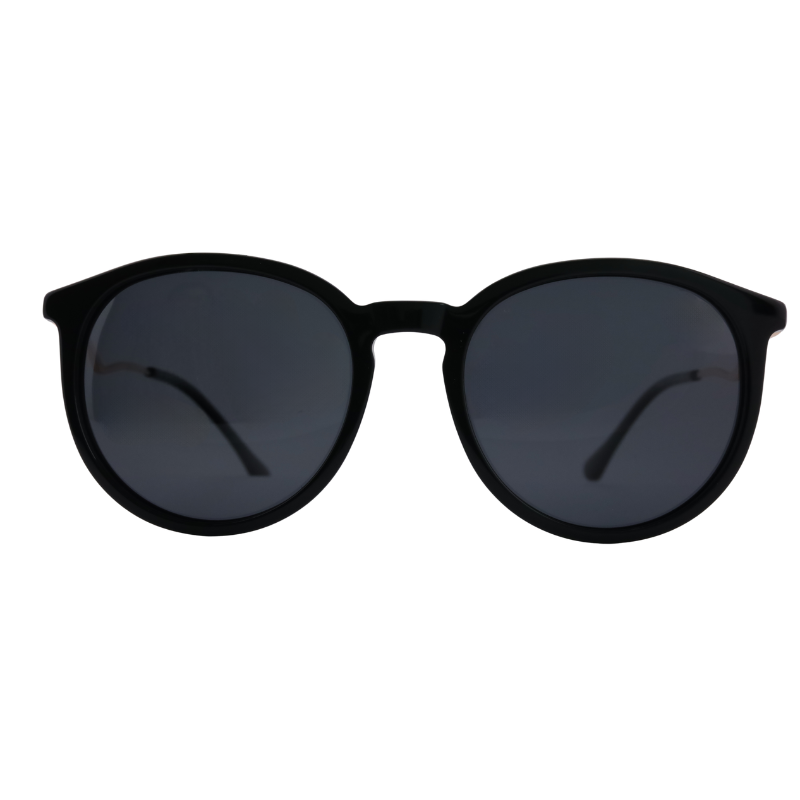 Front view of OpteLux OJO7804 polarized oval sunglasses in black.