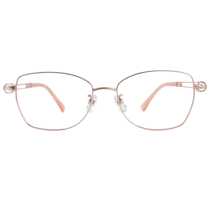 OpteLux Rose Gold Titanium Eyeglasses Frame – Lightweight Butterfly Design