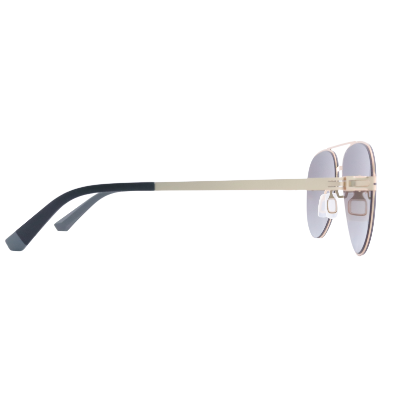 Side view of OpteLux OYH6821 polarized aviator sunglasses in champagne gold with grey lenses