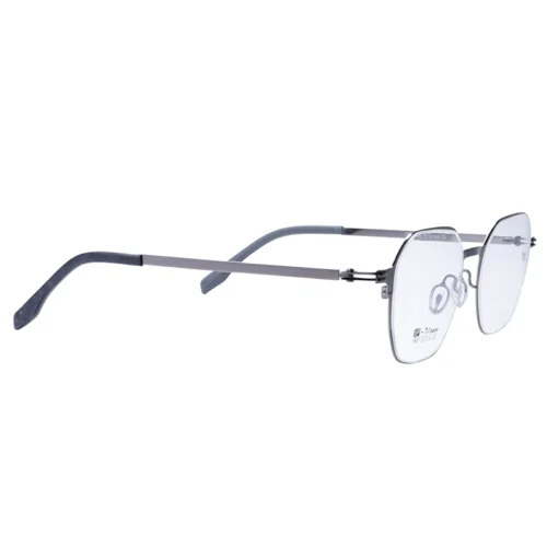 Titanium eyeglass frames angled side view – OpteLux OJO187 precision build