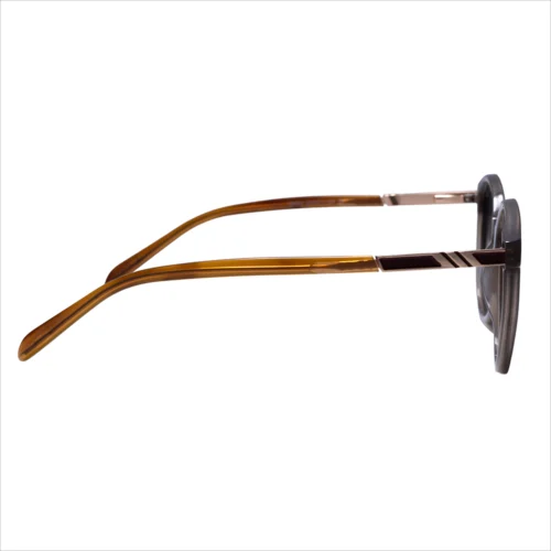 Side view of OpteLux OJO7824 Executive Round Sunglasses with brown-gold arms – Lightweight Semi Rimless Glasses