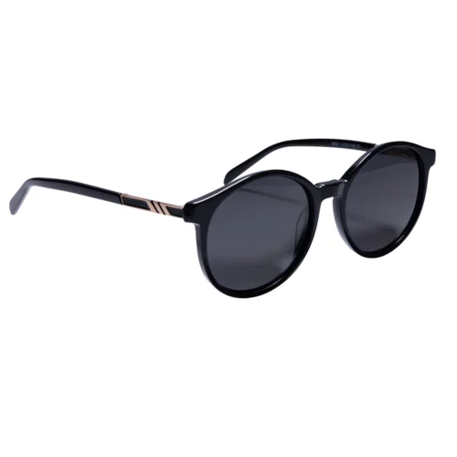 Angled shot of black OpteLux OJO7824 executive round sunglasses – Lightweight Semi Rimless Glasses