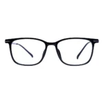 Frontal view of OpteLux OYH84010 Executive Square Eyeglasses in black acetate frame