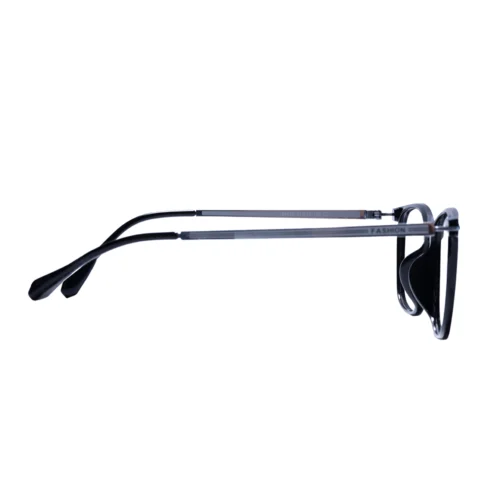 Side view of OpteLux OYH84010 Executive Square Eyeglasses in classic black with silver temples