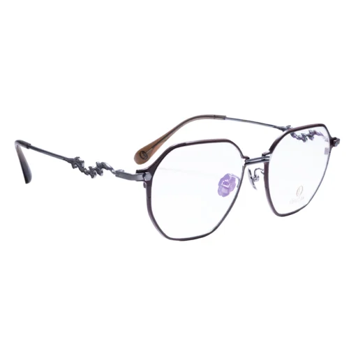 OpteLux OSZCN079 titanium round frames angled front-left view