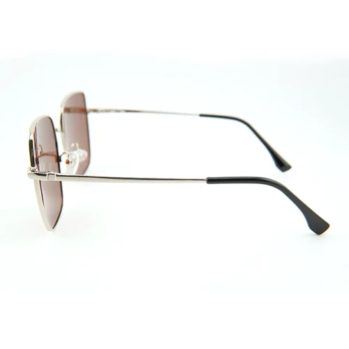 Silver frame square sunglasses side profile with black temple tips | OpteLux OYH1819