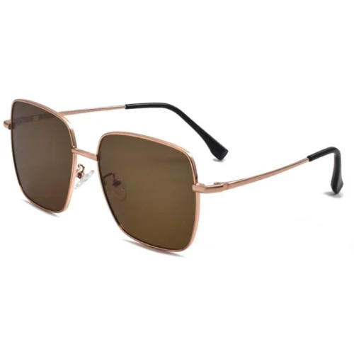 Rose-gold square sunglasses with bronze polarized lenses | OpteLux OYH1819
