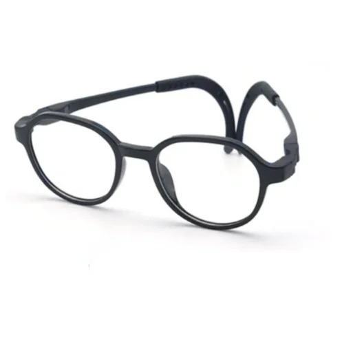 Side view of solid black OpteLux Kids’ Browline Full Frame glasses OLB7204