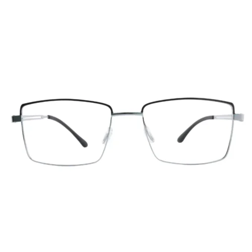 OpteLux OJO184 square glasses front view with dark upper rim and metallic lower frame