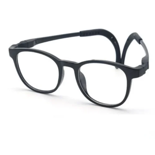 Flexible kids glasses frames in matte black with adjustable safety temples – OpteLux OLB7201