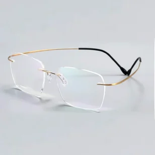 OpteLux ONC1625 rimless glasses with warm-toned titanium bridge