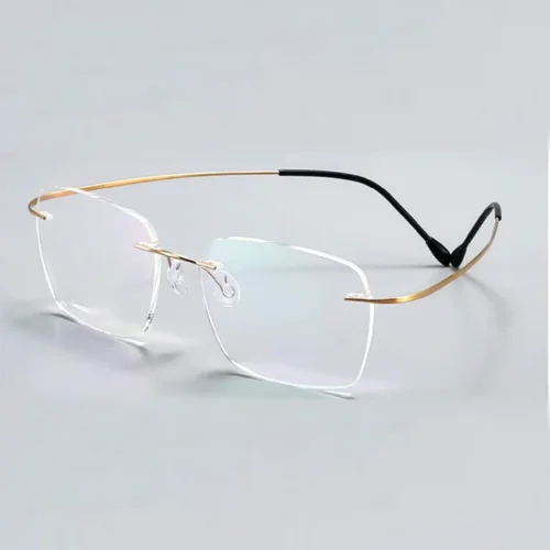 OpteLux ONC1625 rimless glasses with warm-toned titanium bridge