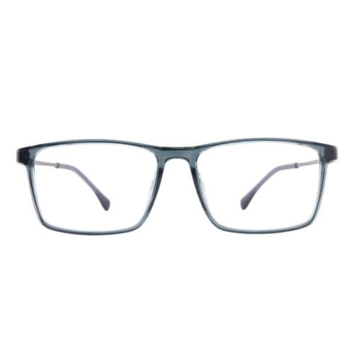 OpteLux OHN660 square frame glasses front view in translucent blue-grey