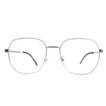 Front view of OpteLux OJO615 premium crown eyeglasses in polished metal.