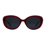 Optelux OJO6942 vintage sunglasses – deep red oval frame, dark lenses, front view