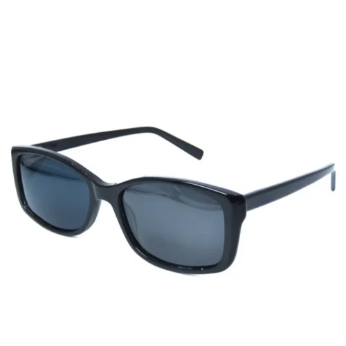Glossy black trendy sunglasses with blue-grey lenses | OpteLux OJO711