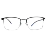 Front view of OpteLux OJO732 executive semi rimless square glasses in premium metal design.