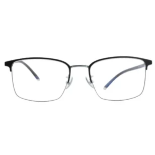 Front view of OpteLux OJO732 executive semi rimless square glasses in premium metal design.