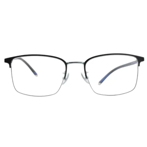 Front view of OpteLux OJO732 executive semi rimless square glasses in premium metal design.