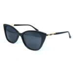 OpteLux OJO7828 black cat-eye sunglasses with gold-detailed temples – front angle