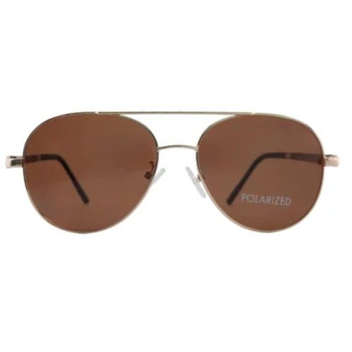 OpteLux OJO8122 polarized aviator sunglasses in gold with brown lenses – front view