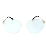 Front view of OpteLux OJY002 rimless circle glasses in Light Gold Alloy.