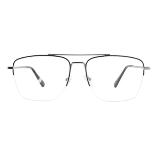 Front view of OpteLux OJY110 premium browline eyeglasses in metal semi-rim design.