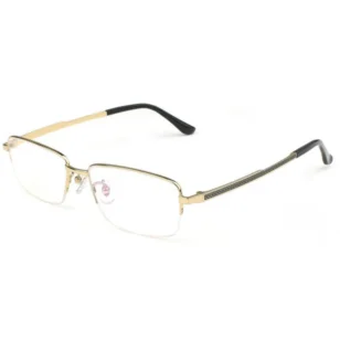 OpteLux OKA9213 square frame glasses with refined metal front and detailed temples