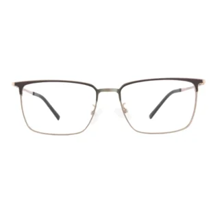 Front view of OpteLux OSZ071 gold business square glasses – titanium eyewear for professionals seeking elegance and confidence.
