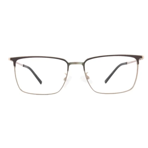 Front view of OpteLux OSZ071 gold business square glasses – titanium eyewear for professionals seeking elegance and confidence.