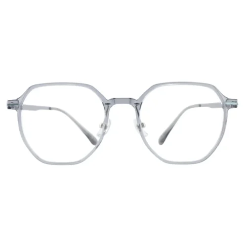 OpteLux OYH8406 crown glasses front view with transparent grey geometric frame