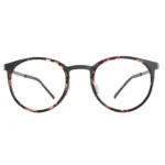 OpteLux OHN271 round-oval glasses with tortoiseshell rim and dark metal bridge, front view