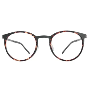 OpteLux OHN271 round-oval glasses with tortoiseshell rim and dark metal bridge, front view