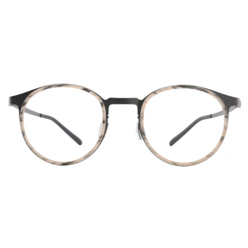 OpteLux OHN310 titanium Boston eyeglasses – front view with marble-patterned rims