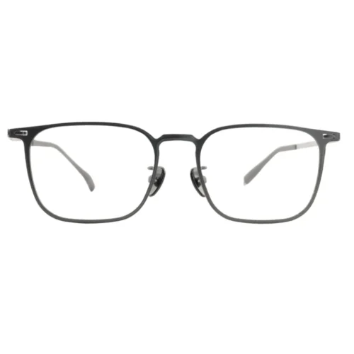 Front view of OpteLux OSZ681 Premium Titanium Square Glasses in sleek black finish for business professionals.