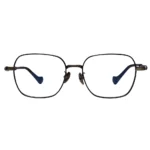 Front view of OpteLux OSZCN054 wood retro glasses – titanium square eyeglass frame with vintage luxury detailing.