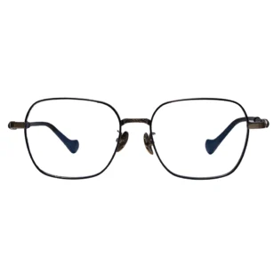 Front view of OpteLux OSZCN054 wood retro glasses – titanium square eyeglass frame with vintage luxury detailing.