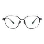Front view of OpteLux OSZCN079 business class titanium round frames with black finish