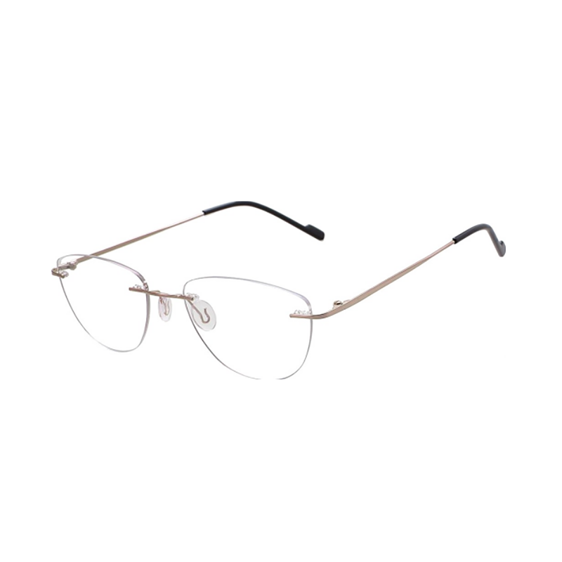 Champagne Alloy edition of OpteLux OJY001 luxury semi rimless glasses.