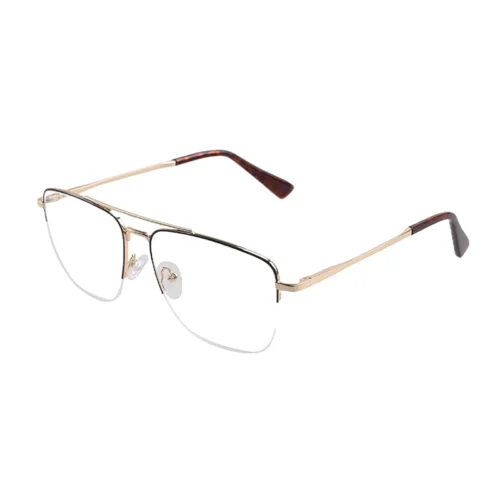 Gold metal variant of OpteLux OJY110 browline eyeglasses with premium executive detailing.
