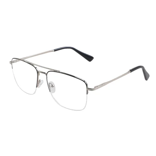 Silver metal version of OpteLux OJY110 premium browline eyeglasses.