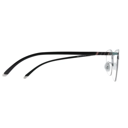 Side profile of OpteLux OJO732 semi rimless square glasses showing lightweight slim metal temples.