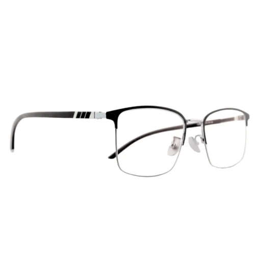 45-degree angle of OpteLux OJO732 semi rimless square glasses in modern premium finish.