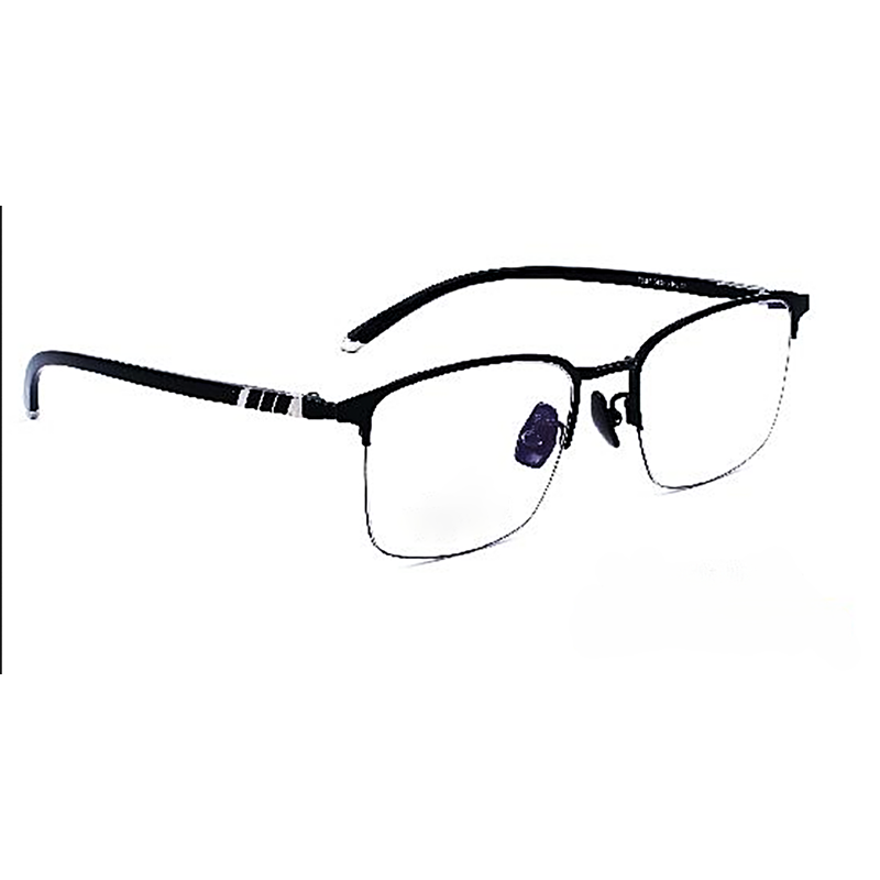 Black variation of OpteLux OJO732 semi rimless square glasses with premium executive detailing.