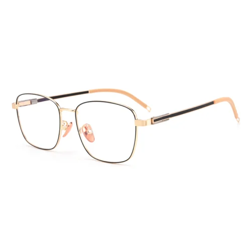 Optelux OJO620 gold square-frame glasses with dark upper rim accent