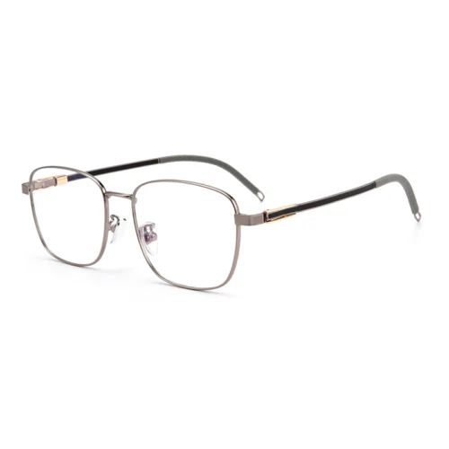 Optelux OJO620 gunmetal square-frame glasses with textured temple tips