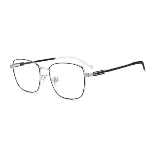 Optelux OJO620 silver square-frame glasses with dark rim and black temples