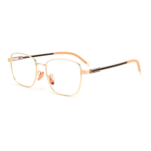 Optelux OJO620 gold square-frame glasses with warm temple finish